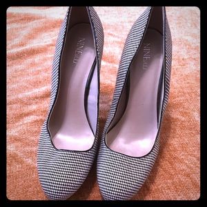 Black and white heels